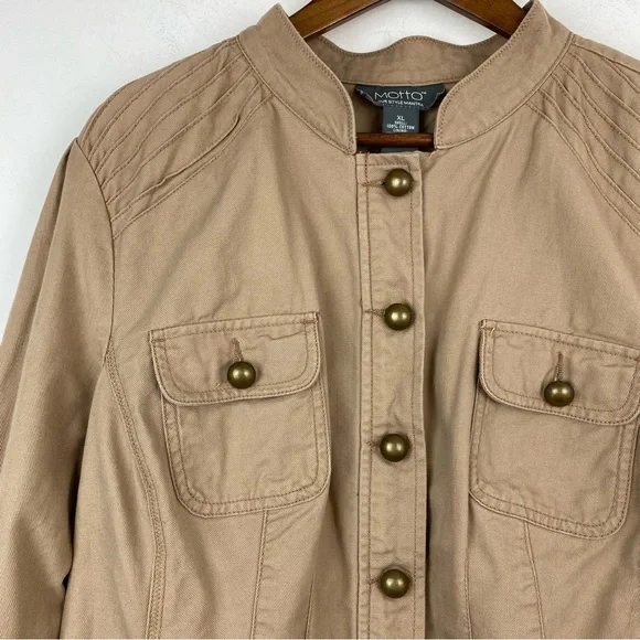 Motto size XL Women’s Tan Button Up Buckle Utility Jacket - Picture 2 of 6